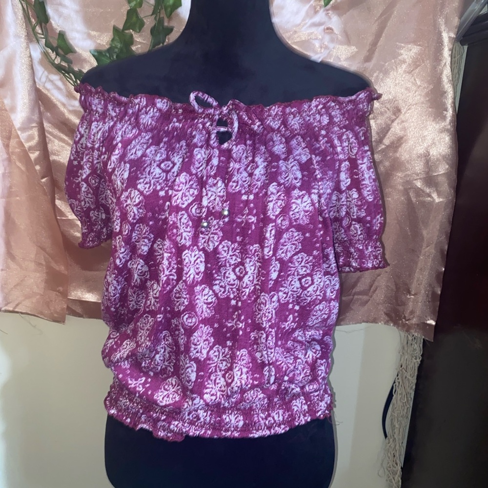 Faded Glory Off-Shoulder Pink Blouse